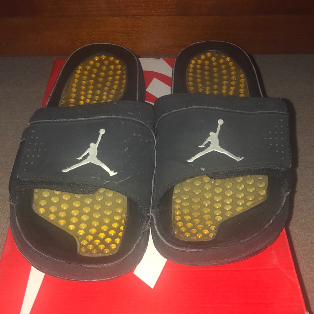 Jordan Black and Gold Slide Sandals